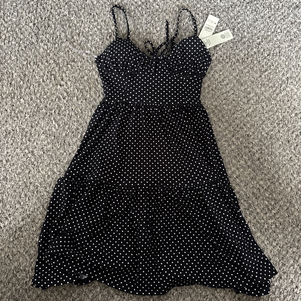 No Boundaries Fit & Flare Mini Dress Size XXS Polka Dot Smocked Sundress